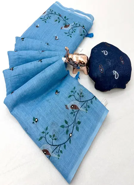 Kalamkari Linen Printed Saree Collections